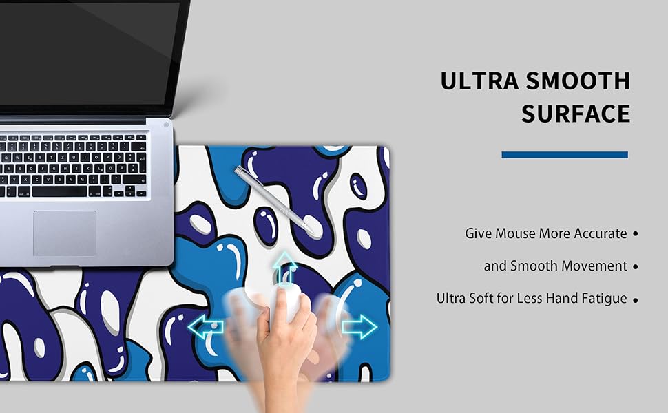 Navy Blue White Gaming Mouse Pad