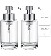 Foaming Soap Dispenser Set, 17 Oz Clear Glass Hand Soap Dispenser with 304 Rust Proof Stainless S...