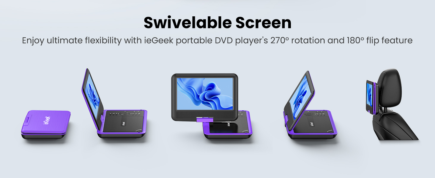 Portable DVD player swivels and mounts to car headrest for fun road trips