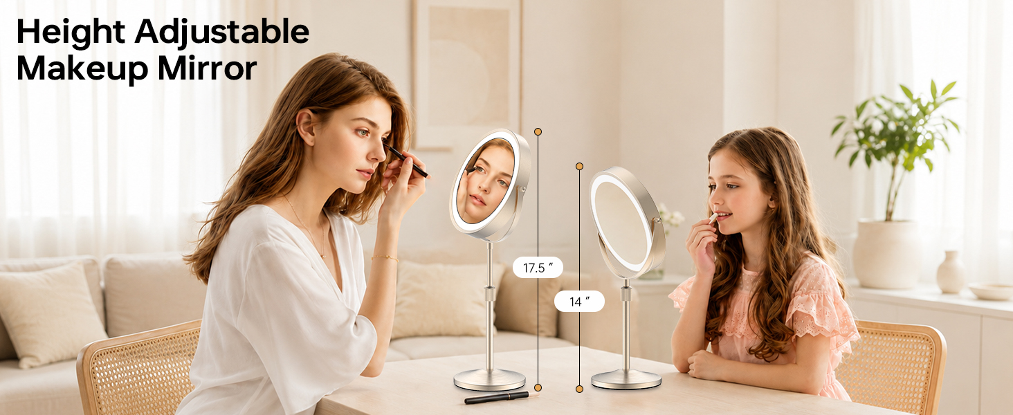 Height Adjustable Makeup Mirror
