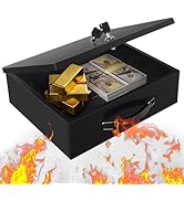 Fireproof Document Box, Fire Resistant Safe Box with Key Lock for Valuables, Fireproof Box Securi...