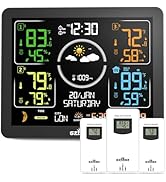 Weather Station Indoor Outdoor Thermometer Wireless with Multiple Sensors, VA Color Display Atomi...