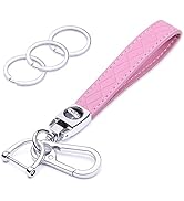 Wisdompro Microfiber Leather Car Keychain, Universal Key Fob Keychain Leather Key Chain Holder wi...