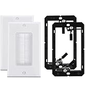 Sing Gang Brush Wall Plate with Low Voltage Mounting Bracket, 2 Pack, Pass Through Faceplate for ...