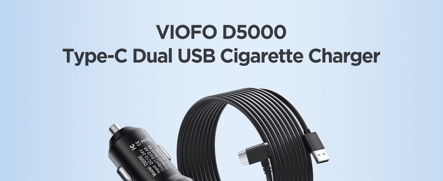 VIOFO D5O00 Type-C Dual USB Cigarette Charger