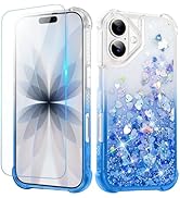 Ruky for iPhone 17 Case, with Screen Protector Glitter Sparkle Flowing Quicksand Waterfall Flexib...