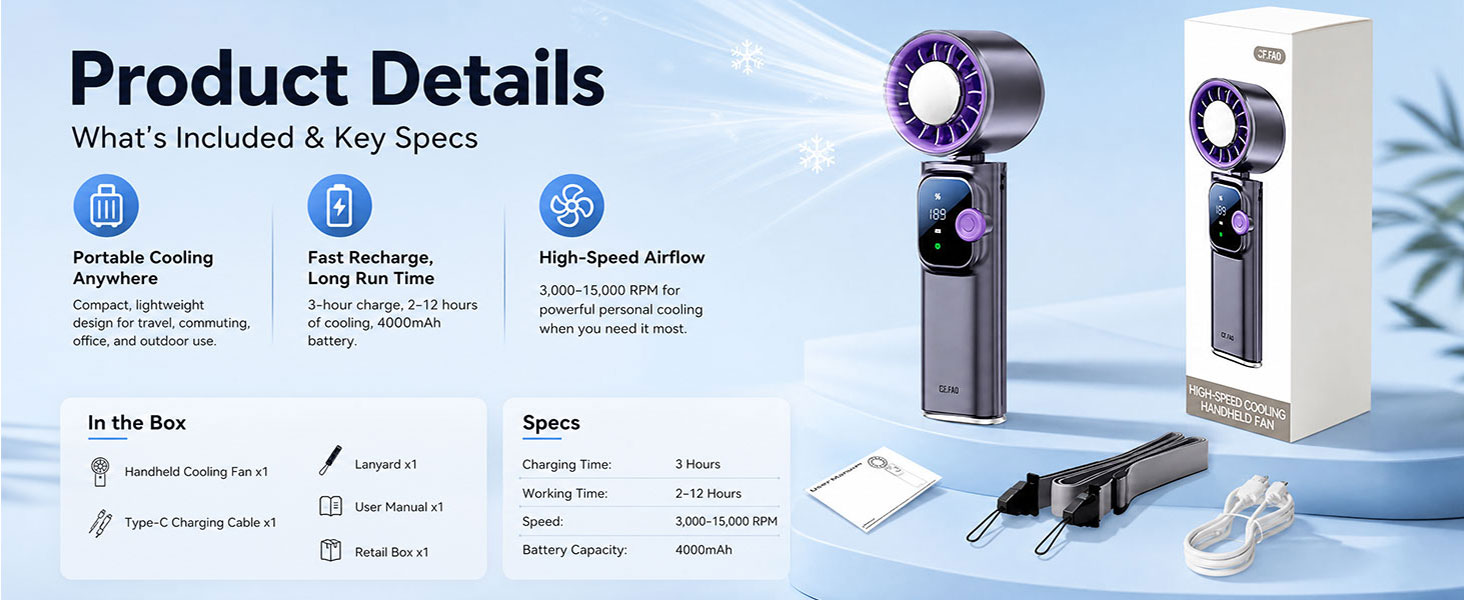 Portable Handheld Fan,portable fan,hand fan,foldable fan,handheld fan foldable,neck fan