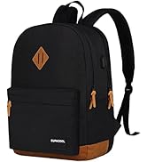 SUPACOOL Double Layers Lightweight Fashion Casual Anti-theft Laptop Backpack with USB Charging Po...