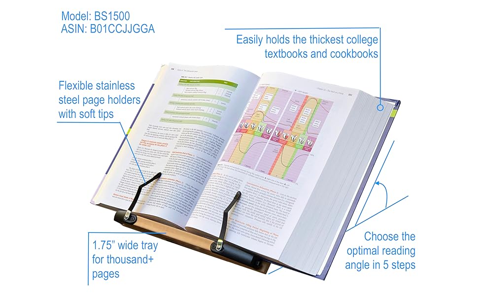 BS1500 book stand for college textbooks with thousands of pages