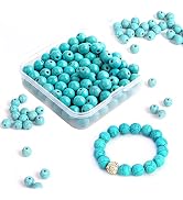 Fishdown 8mm Natural Stone Beads,100 Pcs Nature Loose Beads for Jewelry Making Natural Gemstone R...