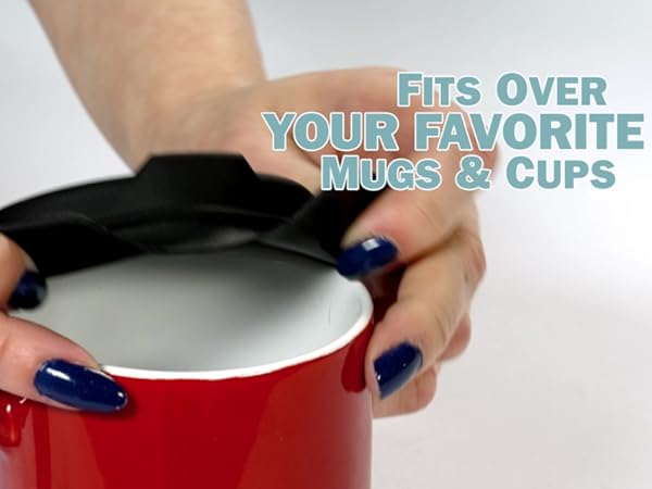 "Amazing Lid" slipping on top of a mug | "Amazing Lid" deslizándose sobre una taza