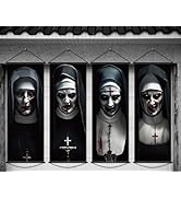 CHUNNIN 4PCS Halloween Party Banner 3D Nun Door Decor Gothic Mansion Portraits Poster Zombie Nun ...