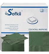 Sofkii 400 Count Green Cocktail Napkins, 4.75x4.75 Inch 2-Ply Disposable Paper Napkins, Bulk Beve...