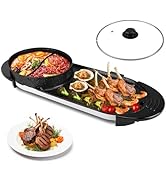 2200W Hot Pot with Grill 2 in 1 Electric Shabu Shabu Pot with BBQ Grill Cooker Indoor Smokeless N...