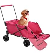 REDCAMP Folding Dog Wagon Cart with Extendable Rear End Heavy Duty, 220L Large Collapsible Utilit...