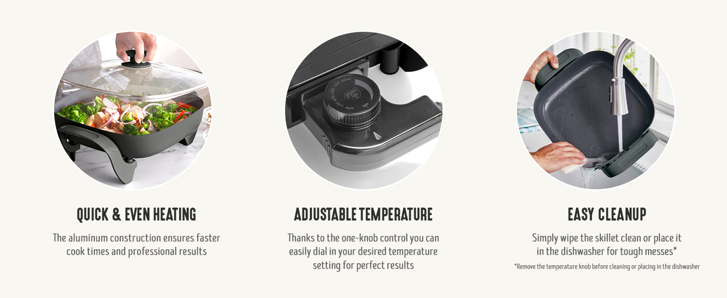 GreenLife, Ceramic Nonstick, PFAS-Free, Non-Toxic, Electric Skillet, Electrics