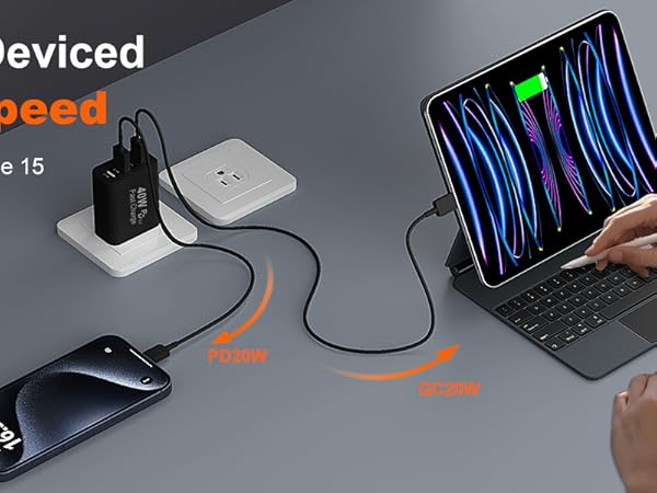 USB C Wall Charger Block, 2Pack 4-Port Type C Charger Fast Charging Block