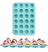 Spmarkt 2-Pack Light Blue 24-Cup Ceramic Mini Muffin Pan – Non-Stick Muffin Tin, PFOA-Free, Healt...