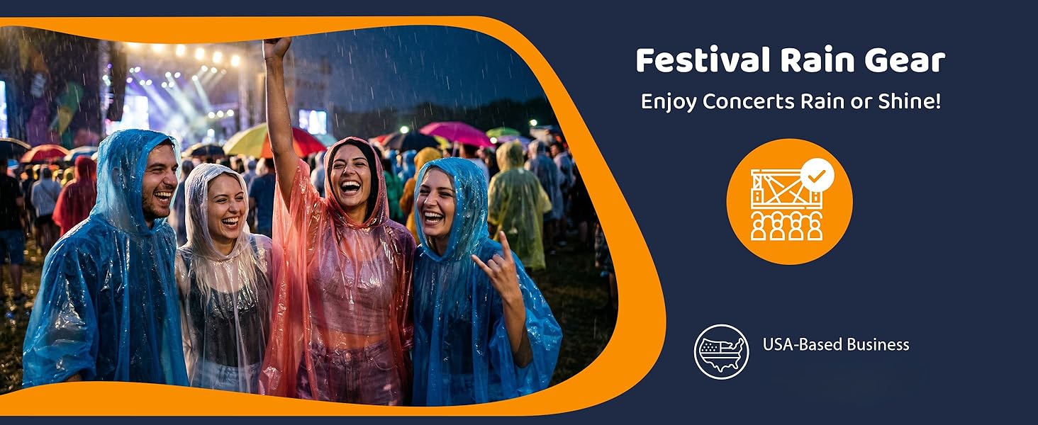 Friends in ponchos at a concert
