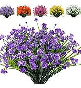 RECUTMS 12 Bundles Outdoor Fake Flowers for Decoration Plastic Flowers UV Resistant Fake Flowers ...