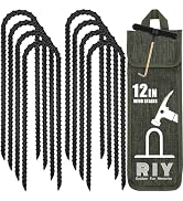 RIY Trampoline Stakes Anchors High Wind Heavy Duty Tent Stakes 12 Inch Ground Anchor Trampoline A...
