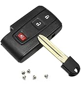 Key Fob Cover Case 2+1 Button with Blank Key Replacement for Toyota Prius 2004-2009 Replacement S...