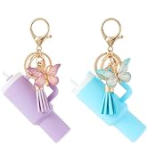 EIiovcnya Mini Tumbler Keychain Chapstick Holder, Stanley Cup Accessories,Cute Key Chains for Wom...