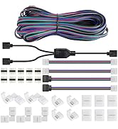 SUPERNIGHT 3528 2835 4 Pin 8mm LED Strip Connector, RGB Rope Lights Connector Kit, Gapless Solder...