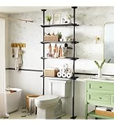 Bonpally Over The Toilet Storage Shelf, 4-Tier Adjustable Bathroom Organizer, No Drill Tension Mo...