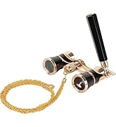 3X25 Opera Glasses for Women with Adjustable Handle &amp; Chain,BK7 Optical Lens, Vintage Compact Min...