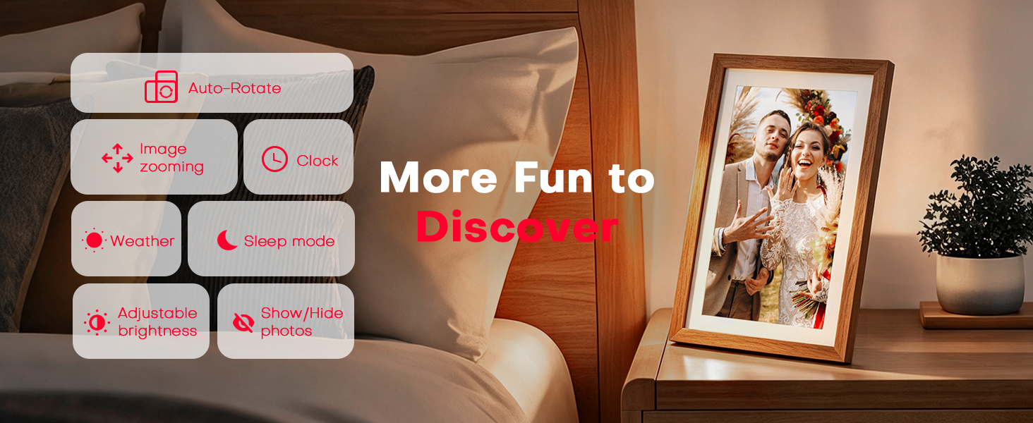 wood digital picture frame frameo