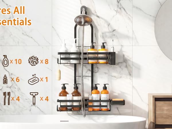 Gabeeriso Shower Caddy Hanging,Rustproof Hanging Shower Caddy Over Shower Head Shower Caddies