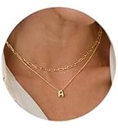 Turandoss Dainty Gold Silver Initial Necklaces for Women Girls Jewelry Gifts - Layered Tiny Initi...