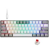 HUO JI Portable 60% Mechanical Gaming Keyboard, RGB LED Backlit Compact 61 Keys Mini Wired Office...