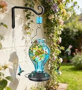 Tegarbed Hand Blown Glass Hummingbird Feeders for Outdoors Hanging