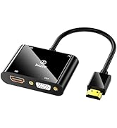 biaze HDMI to VGA and HDMI Adapter, Dual Output 1080P Video Converter with Audio, USB-Powered HDM...