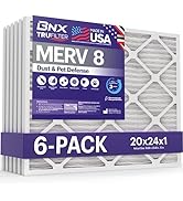 BNX TruFilter 20x24x1 Air Filter MERV 8 (6-Pack) - MADE IN USA – Dust &amp; Pet Defense Electrostatic...