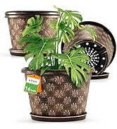 16 Inch Planter Pots for Plants, Plastic Large Flower Pots Indoor Outdoor, 4 Pack Resin Plant Pot...