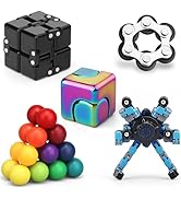 Fidget Spinner Pad Controller Infinity Cube Roller Chain Toy Pack for Adults, Rainbow Ball Metal ...