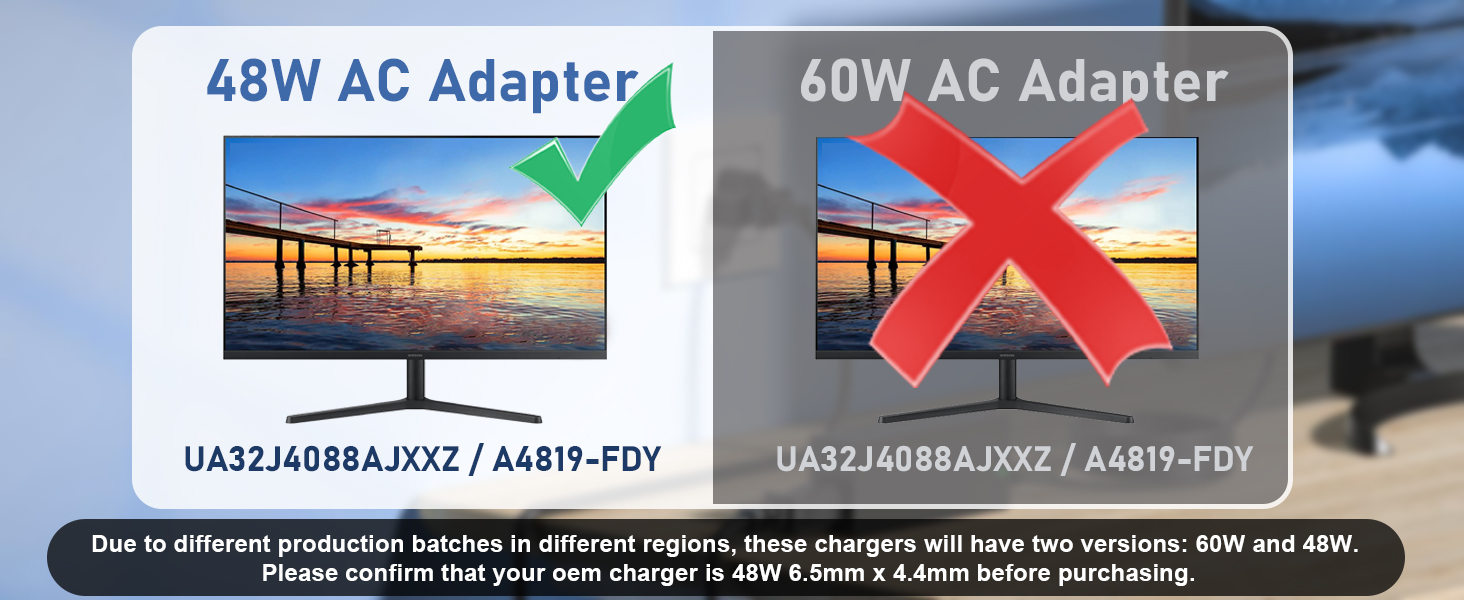 19v 2.53a 48w power supply for Samsung Monitor