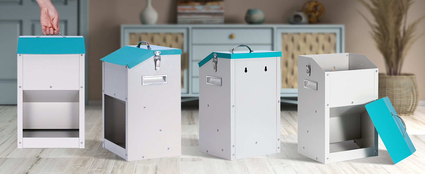 automatic dog cat feeder with storage container