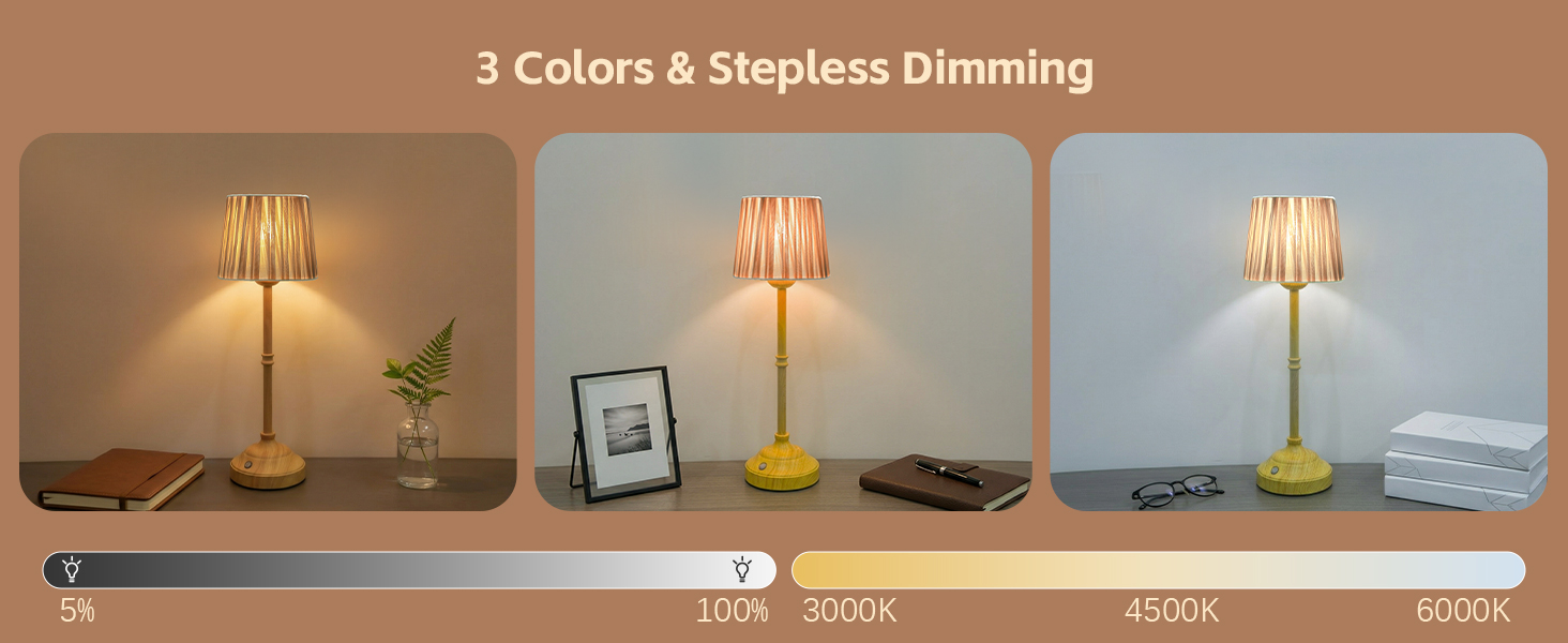 stepless dimming cordless table lamp for bedroom