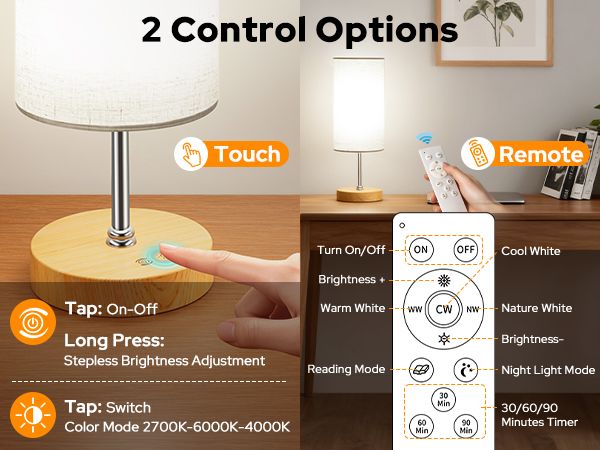Control your SUNKENET Sun Light therapy lamp conveniently—remote or touch-enabled