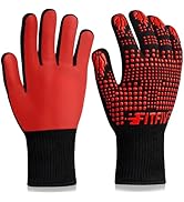 FITFIV BBQ Gloves Heat Resistant Gloves, Silicone Non-Slip Kitchen Oven Gloves, Suitable for Gril...