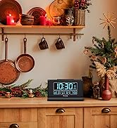 DreamSky Alarm Clocks for Bedrooms with Battery Backup, Auto Set Digital Clock with Date and Day ...