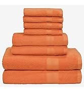 BOUTIQUO 8 Piece Towel Set 100% Ring Spun Cotton, 2 Bath Towels 27x54, 2 Hand Towels 16x28 and 4 ...