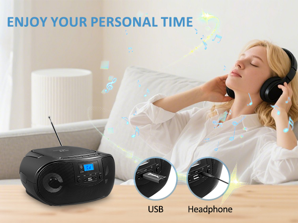 cd player boombox radio am fm portable usb aux