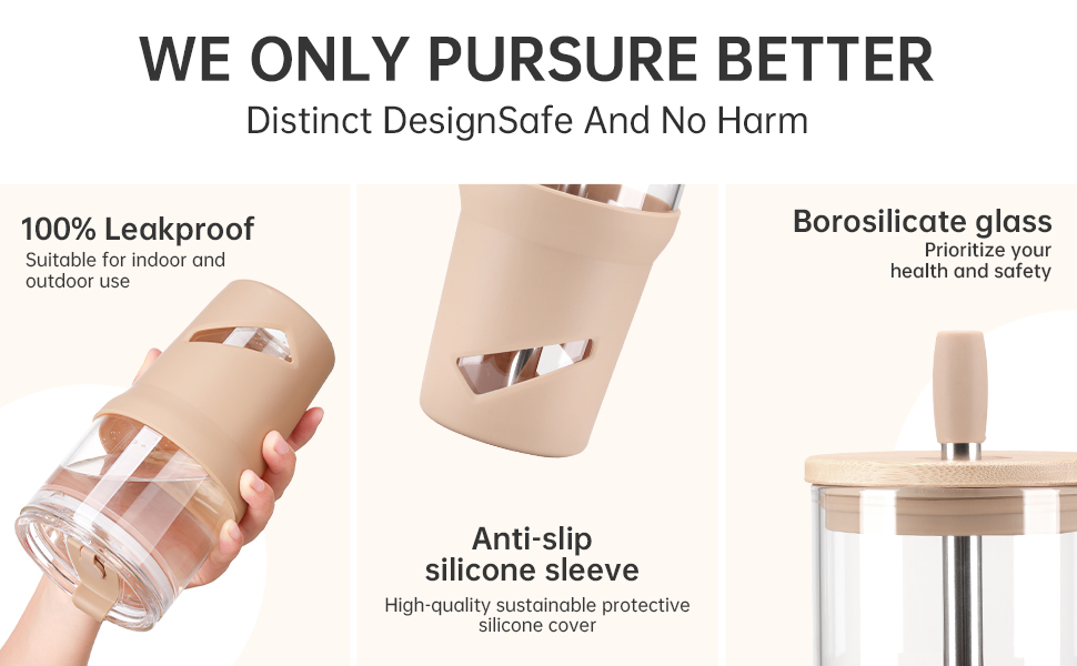 Glass Tumbler with Lids and Straws, 20 oz Iced Coffee Cup and Smoothie Cup