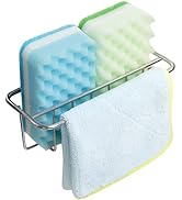 KESOL Adhesive Kitchen Sink Sponge Holder + Dish Cloth Hanger + Soap Holder, 2-in-1 Kitchen Sink ...