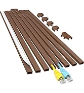 Yecaye Cord Hider, 113in Brown Cord Covers for Wires on Wall, One-Cord Cord Organizer, Easy Insta...